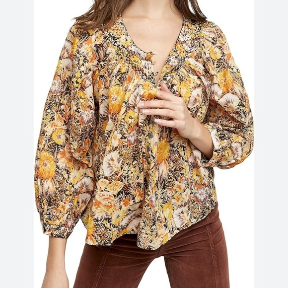 We The Free Tops - Free People Cool Meadow Printed Top